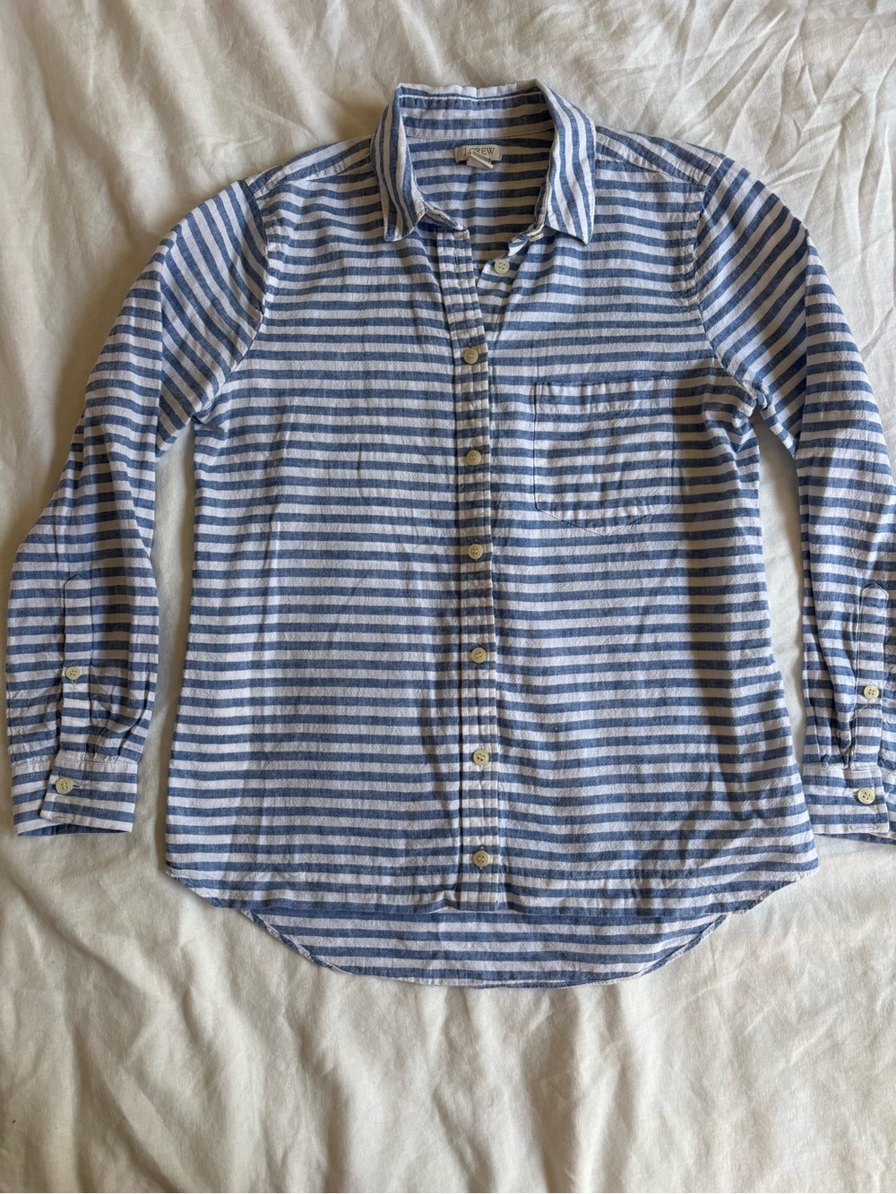 J. Crew Blue & White Striped Button-Down Shirt